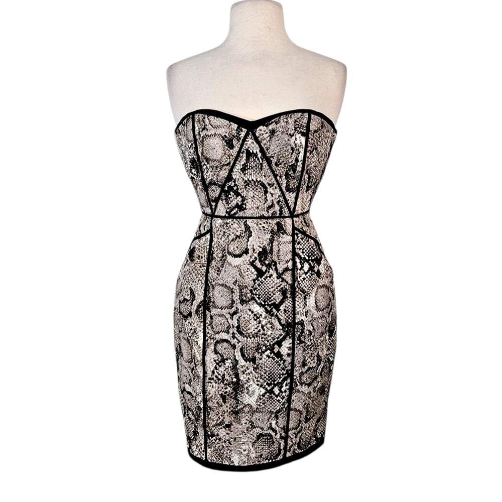 Bcbgmaxazria Python Print Shana Strapless Bustier… - image 4